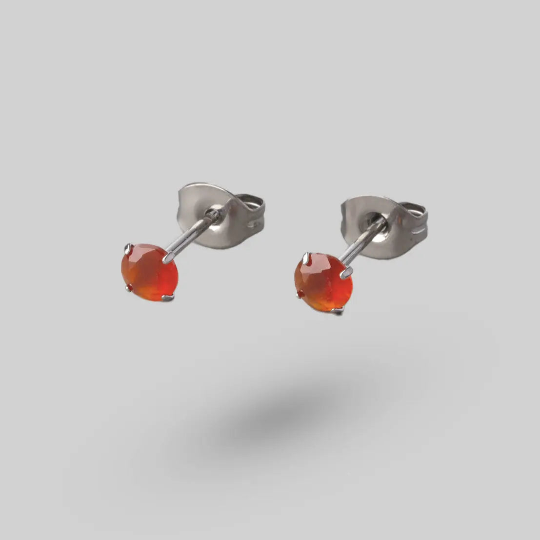 Prong Set Red Onyx Earrings - Titanium - Camden Body Jewellery