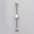 Industrial Barbell with Bezel Stone Centre White Opal in Silver - Titanium - Camden Body Jewellery