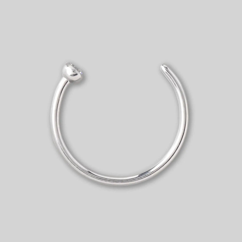 C Shape Nose Ring Clear CZ End - Titanium