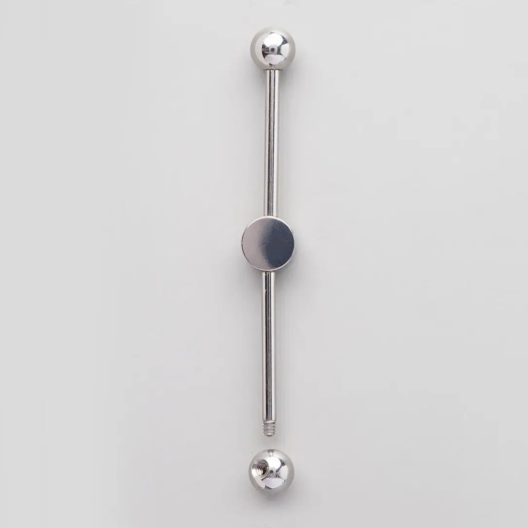 Industrial Barbell Bezel Clear CZ Centre in Silver - Titanium - Camden Body Jewellery