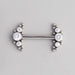 2 Tri-Bead Cluster with 3-CZ Stone Nipple Barbell in Silver - Titanium - Camden Body Jewellery