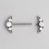 2 Tri-Bead Cluster with 3-CZ Stone Nipple Barbell in Silver - Titanium - Camden Body Jewellery