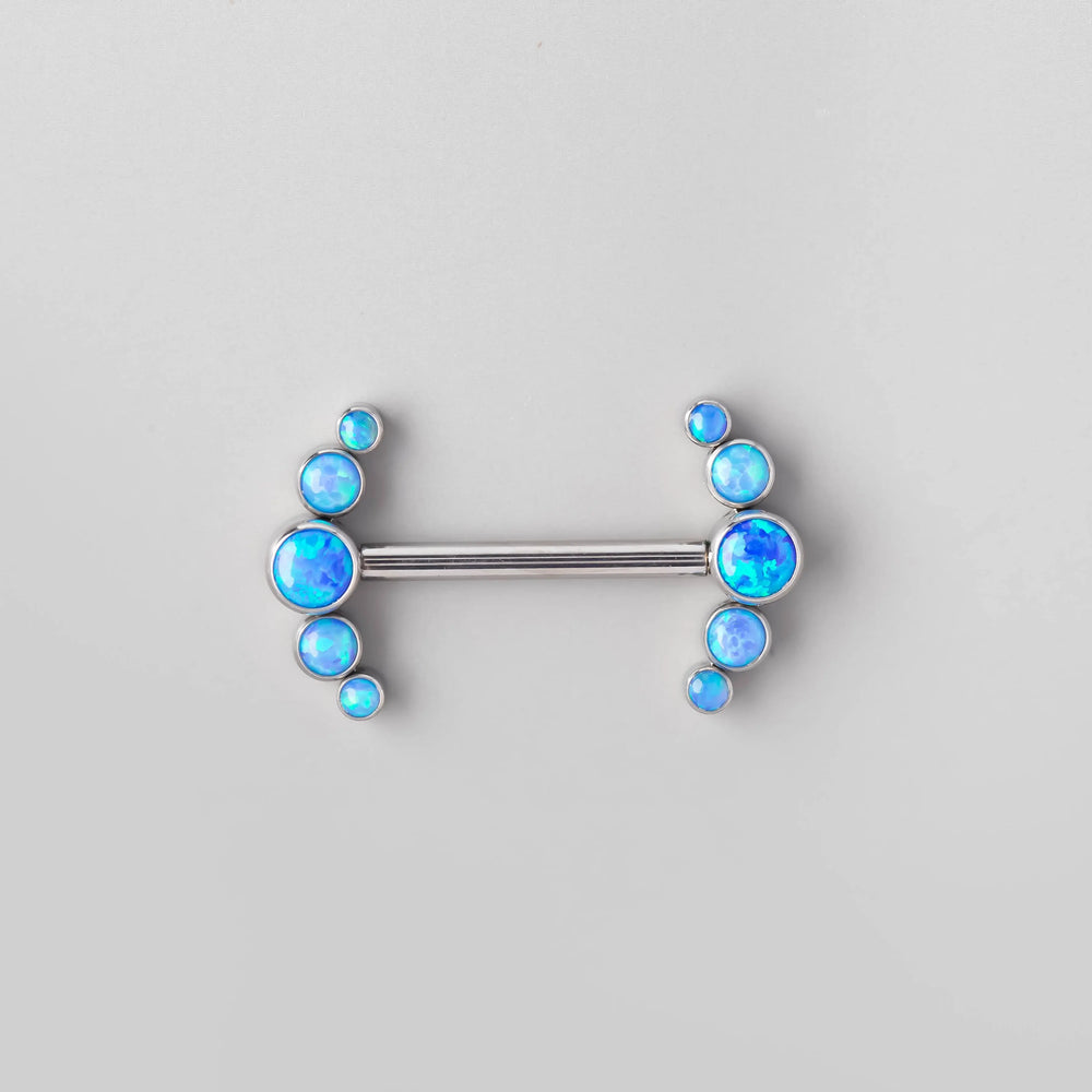 Five Stone Nipple Barbell in Blue Opal - Titanium