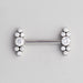 CZ Bezel Set with 7 CZ Nipple Barbell in Silver - Titanium - Camden Body Jewellery