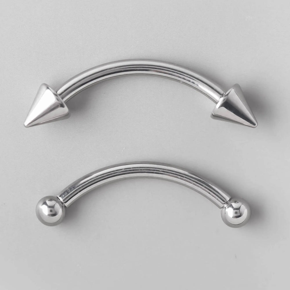 Curved Barbell with Spikes - Titanium