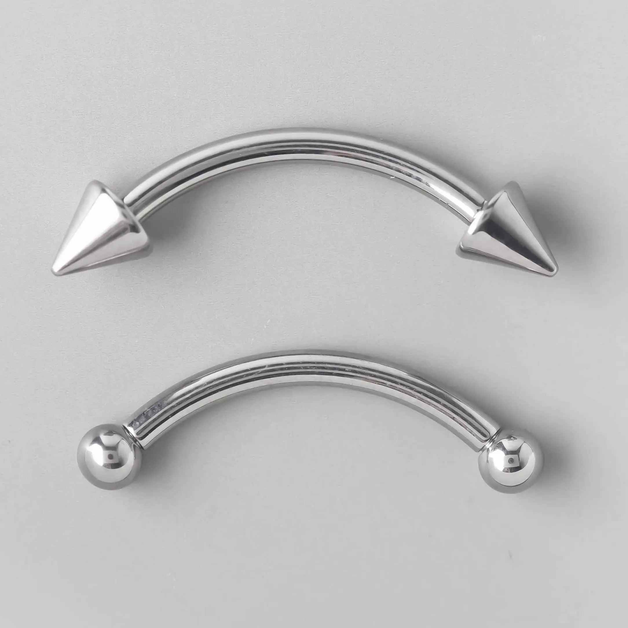Curved Barbell with Spikes - Titanium - Camden Body Jewellery