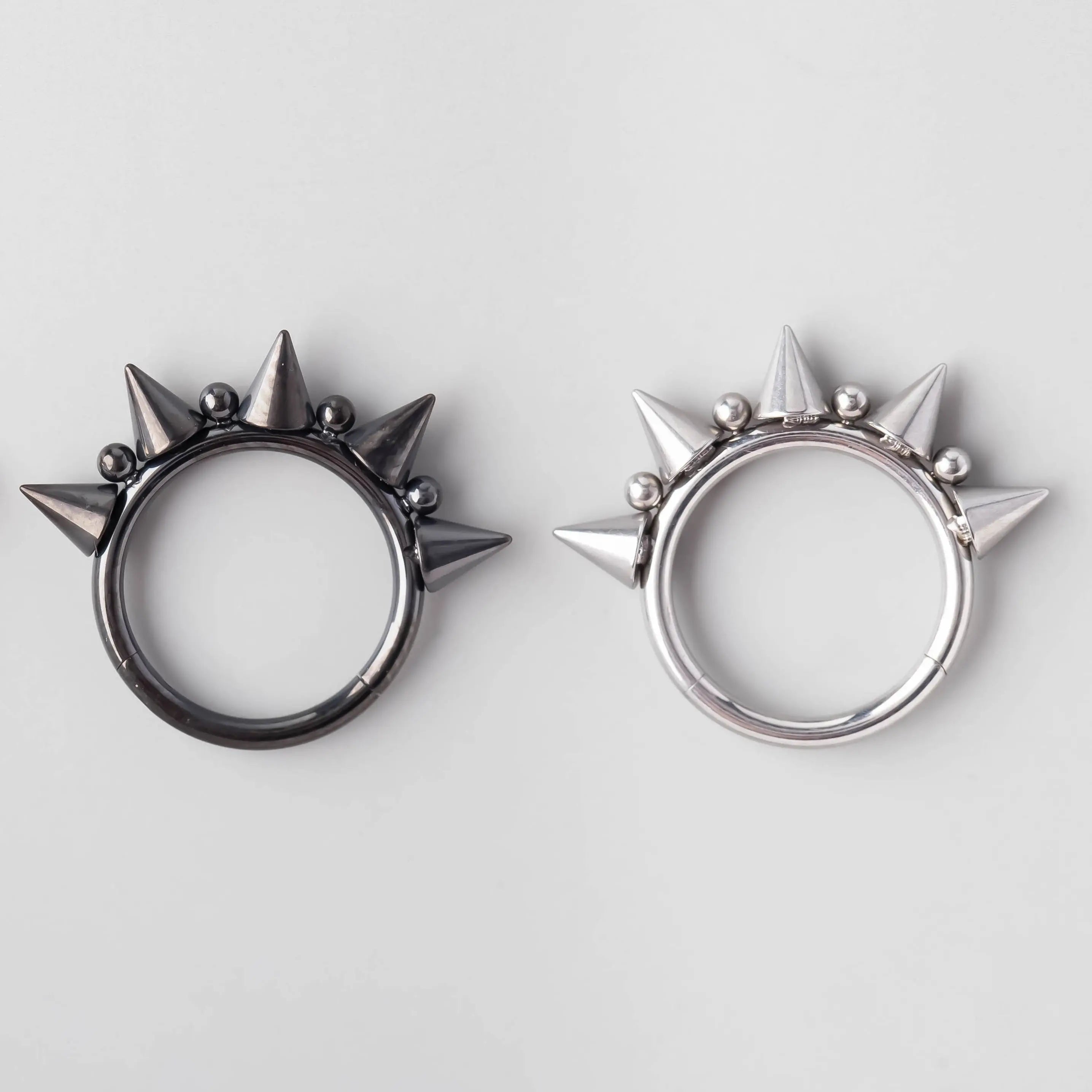 Five Spike Segment Ring in Silver - Titanium - Camden Body Jewellery