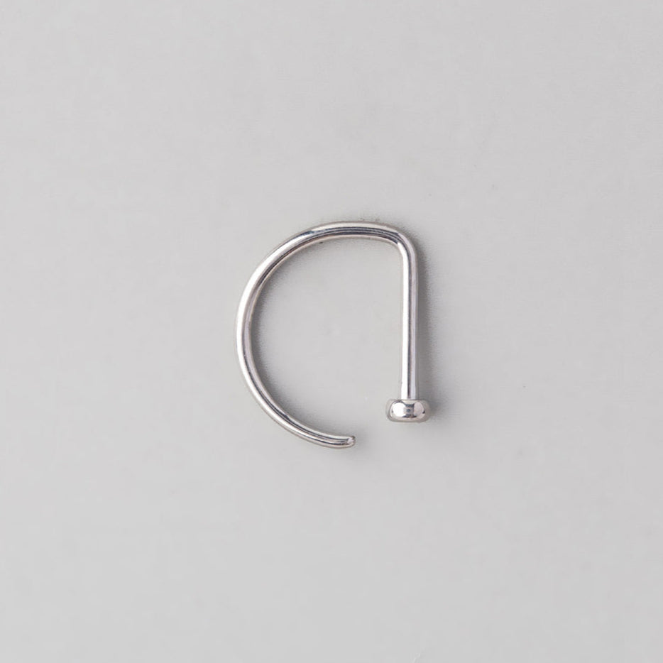 D Shape Nose Ring Flat End - Titanium
