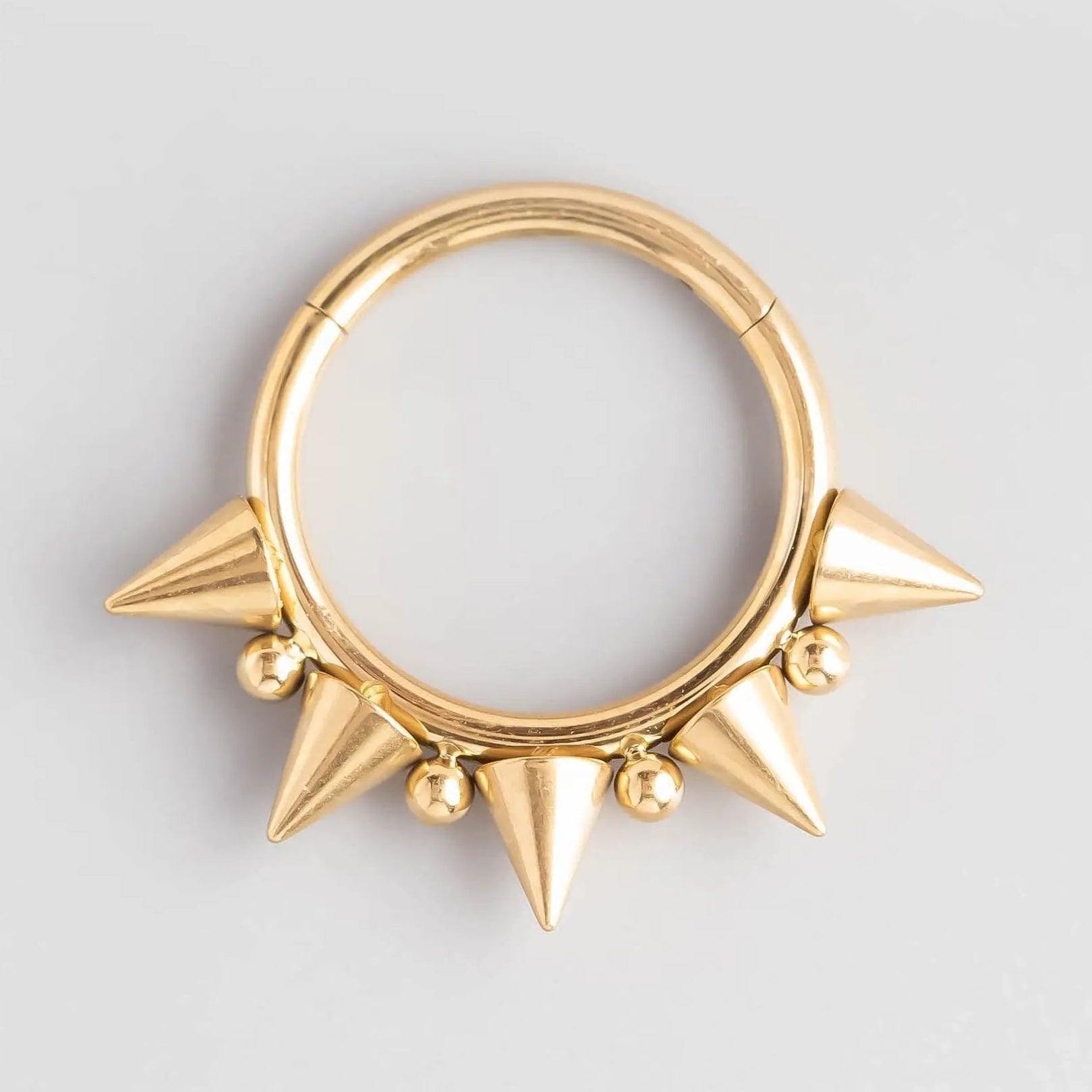 Five Spike Segment Ring in Gold - Titanium - Camden Body Jewellery