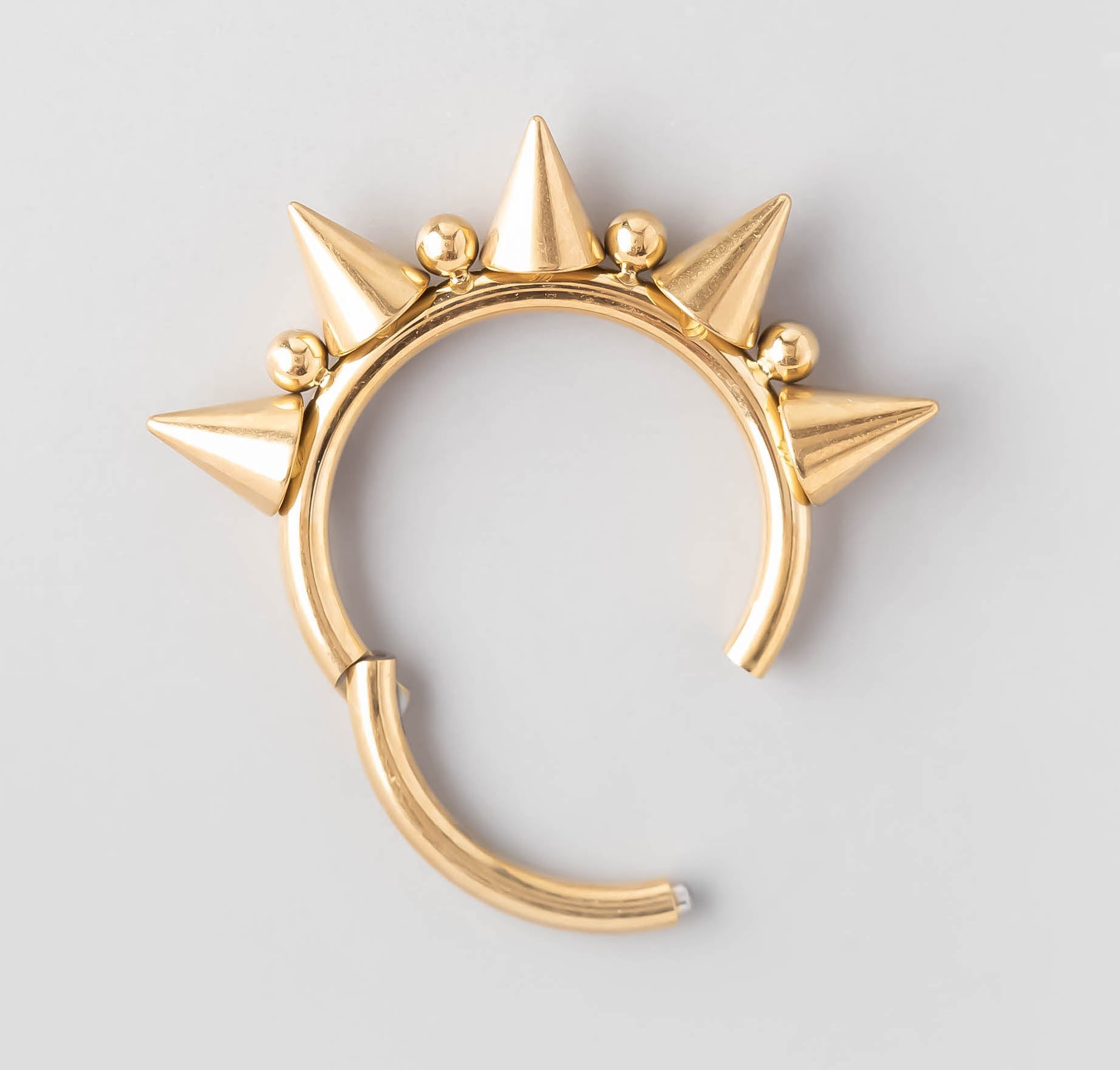 Five Spike Segment Ring in Gold - Titanium - Camden Body Jewellery