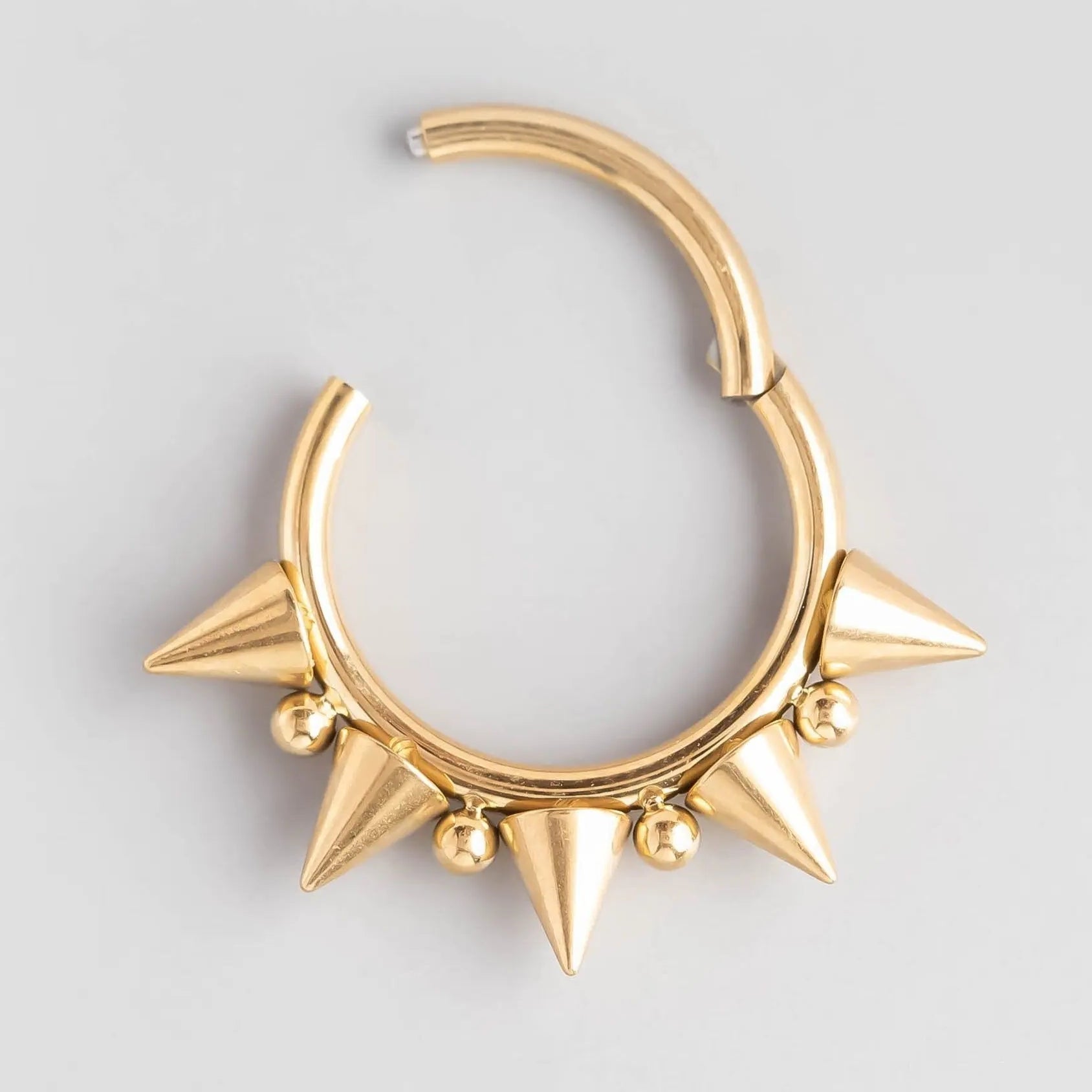 Five Spike Segment Ring in Gold - Titanium - Camden Body Jewellery