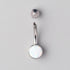 Double Bezel Set White Opal Belly Bar in Silver - Titanium - Camden Body Jewellery