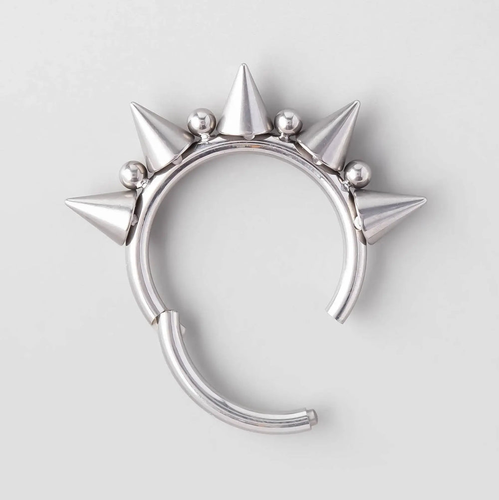 Five Spike Segment Ring in Silver - Titanium