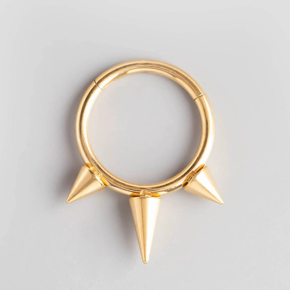 Triple Spike Segment Hoop in Gold - Titanium