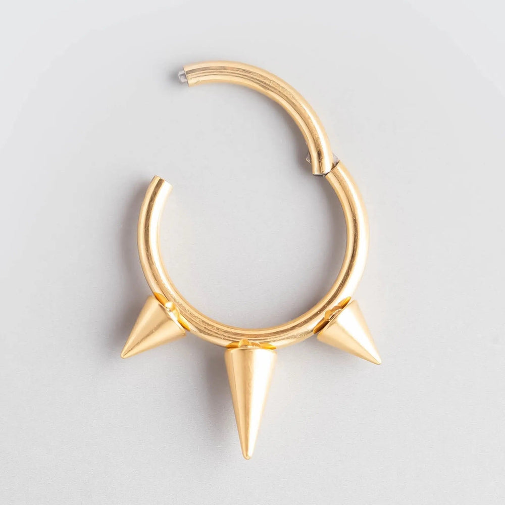 Triple Spike Segment Hoop in Gold - Titanium