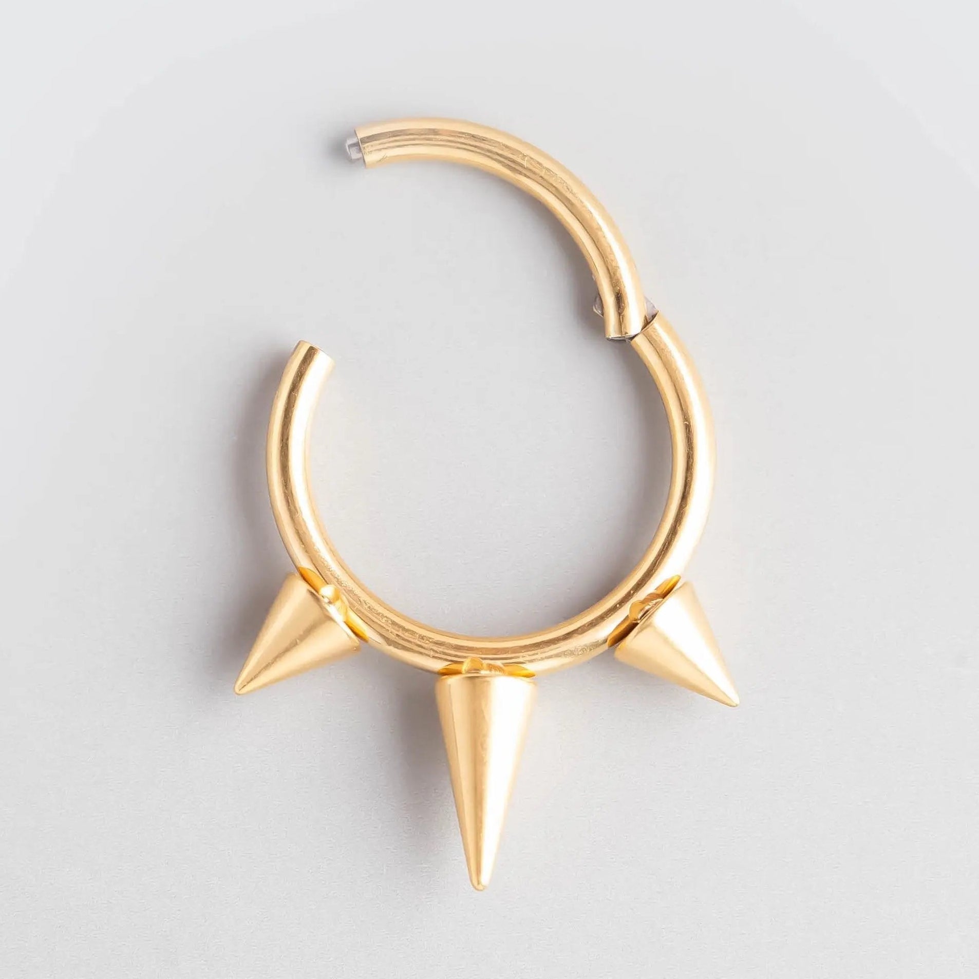 Triple Spike Segment Hoop in Gold - Titanium - Camden Body Jewellery