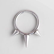 Triple Spike Segment Hoop in Silver Colour - Titanium - Camden Body Jewellery