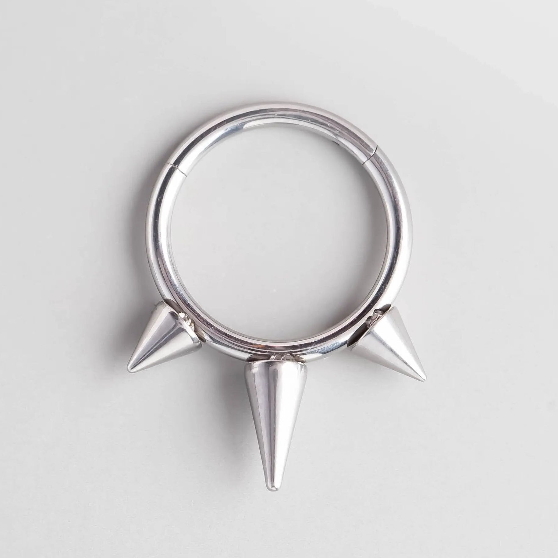 Triple Spike Segment Hoop in Silver Colour - Titanium - Camden Body Jewellery