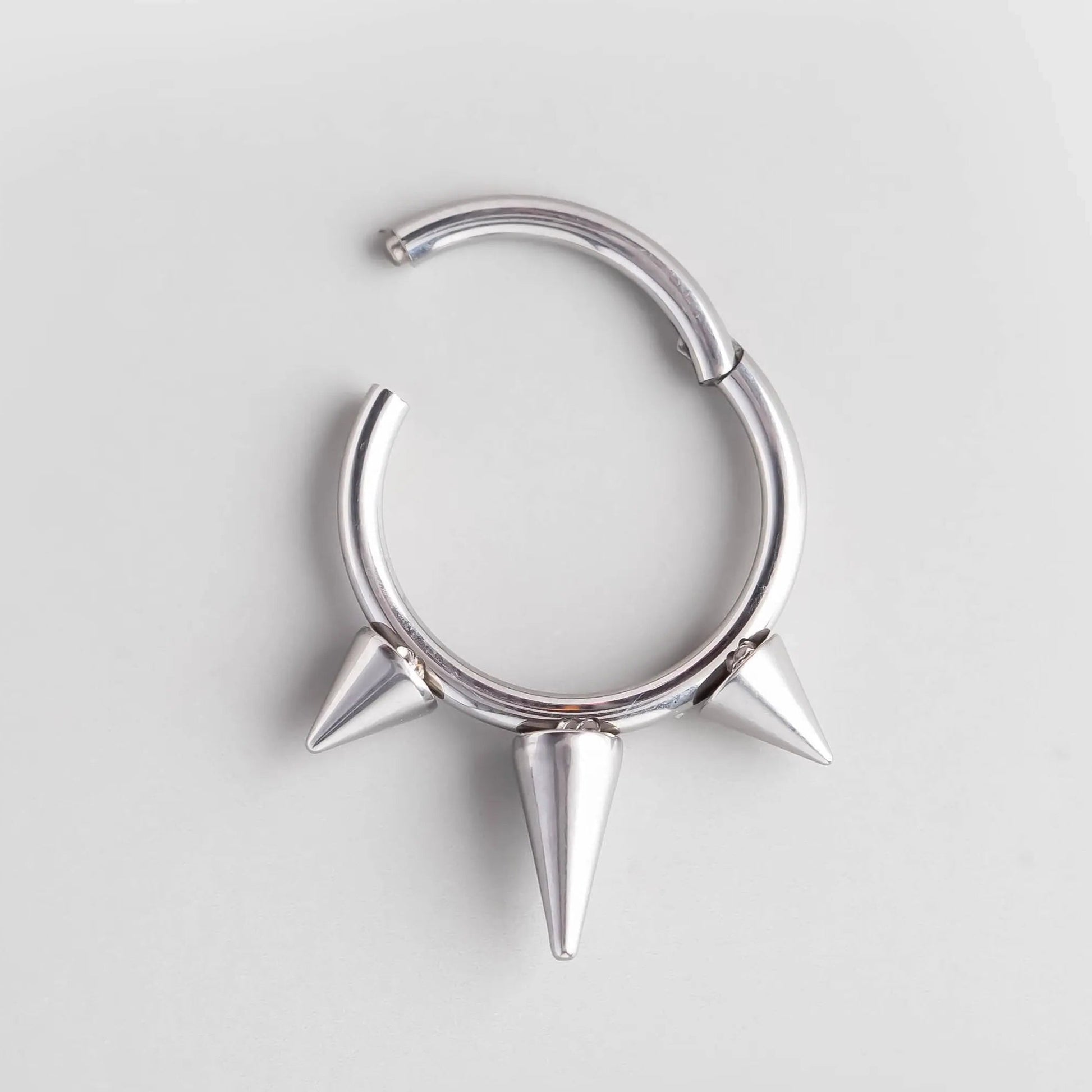 Triple Spike Segment Hoop in Silver Colour - Titanium - Camden Body Jewellery