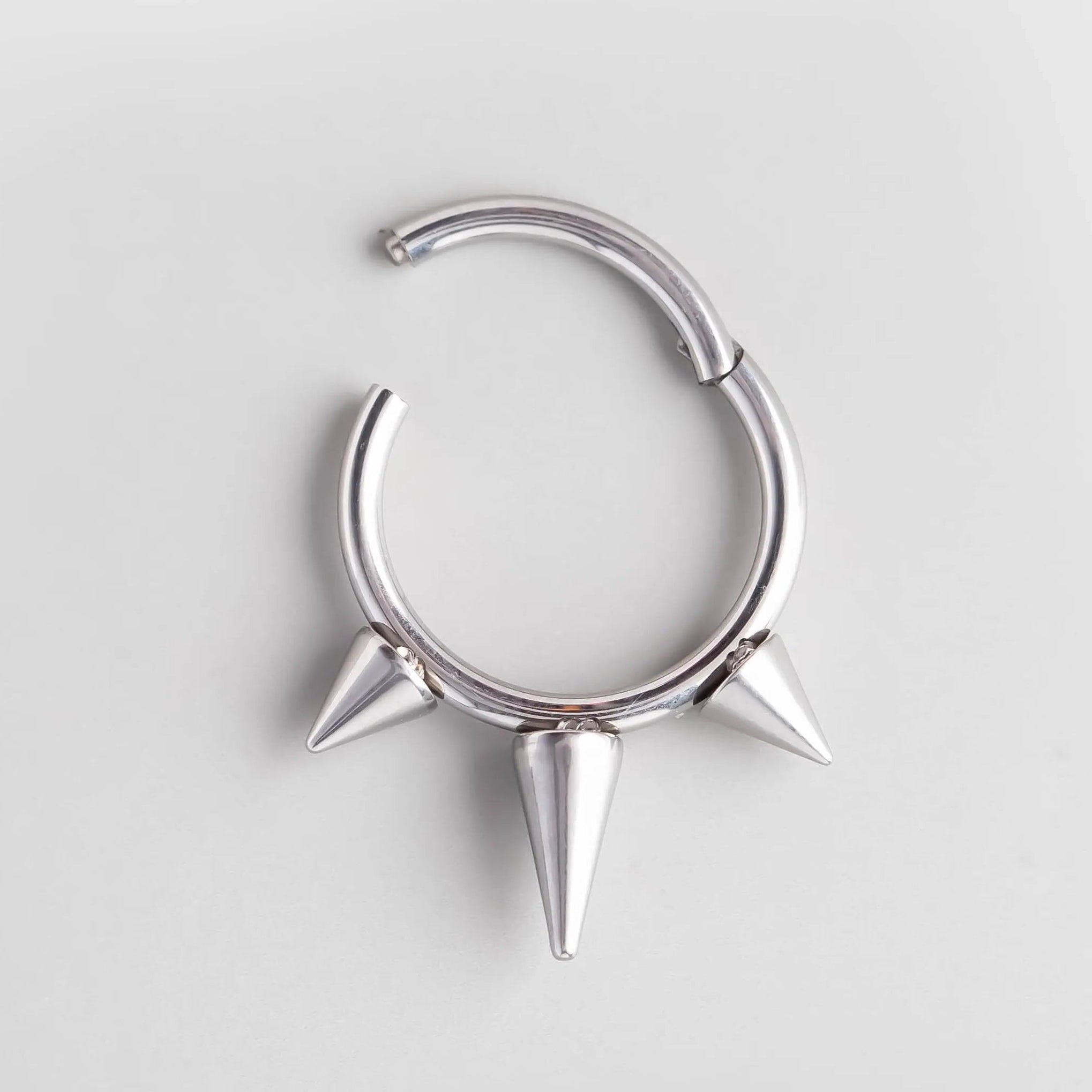 Triple Spike Segment Hoop in Silver Colour - Titanium - Camden Body Jewellery
