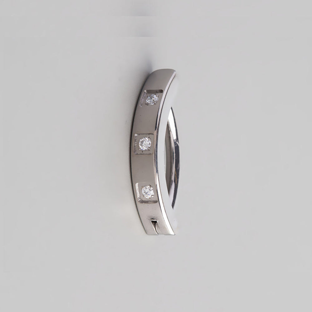 3 Star CZ Hinged Belly in Silver - Titanium