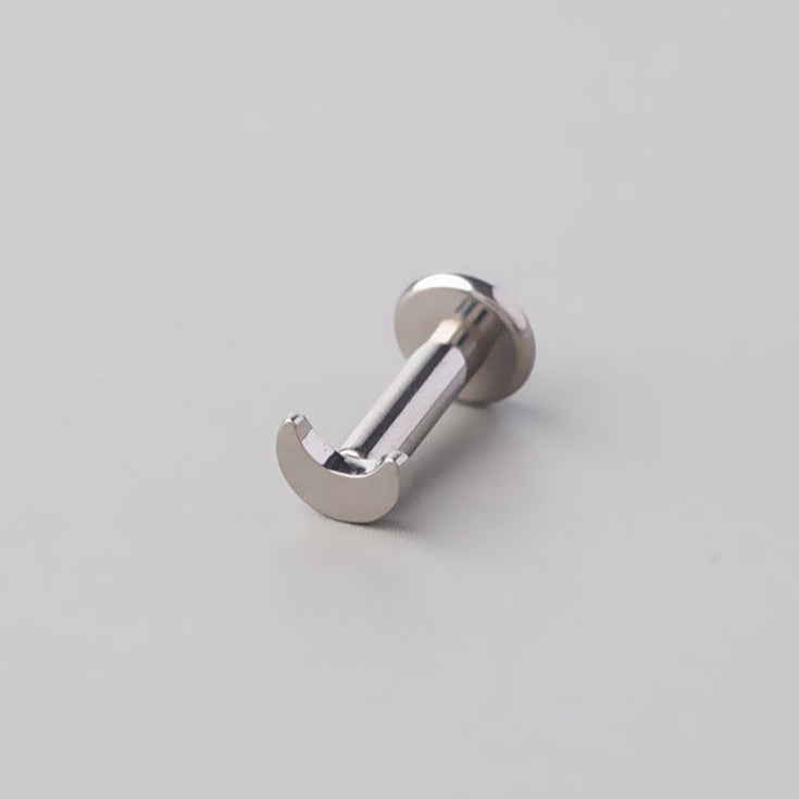Crescent Threadless Labret in Silver - Titanium
