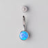 Double Bezel Set Blue Opal Belly Bar in Silver - Titanium - Camden Body Jewellery