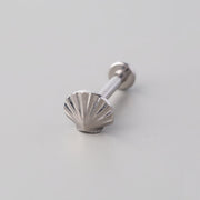 Scallop Threadless Labret in Silver - Titanium - Camden Body Jewellery