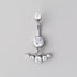 Bezel Set Horizontal 5 CZ Dangle Belly Bar  - Titanium - Camden Body Jewellery