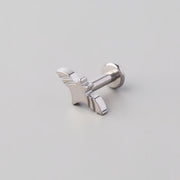 Grave Bat Threadless Labret in Silver - Titanium - Camden Body Jewellery