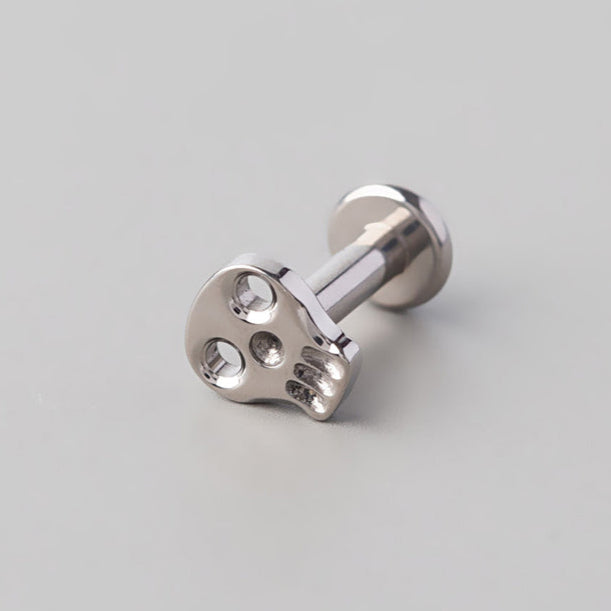 Skull Threadless Labret in Silver - Titanium