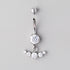 Bezel Set Horizontal 5 CZ Dangle Belly Bar  - Titanium - Camden Body Jewellery