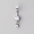 Bezel Set CZ Round CZ Dangle Belly Bar - Titanium - Camden Body Jewellery