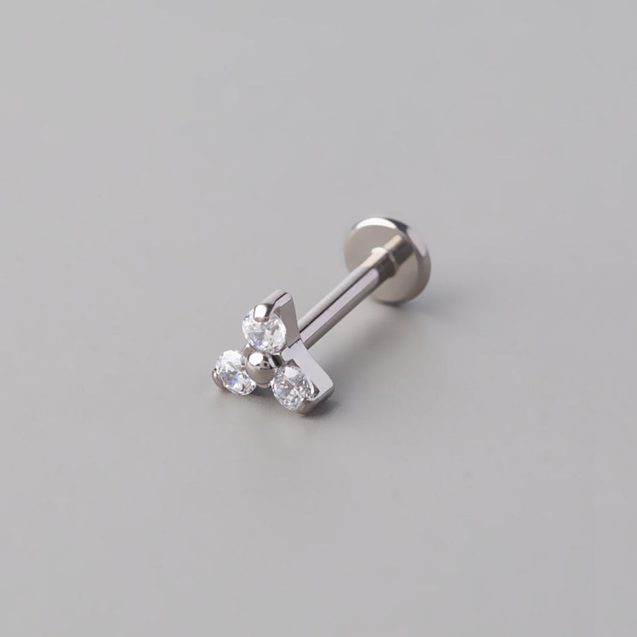 Triple Blaze Set Trinity Threadless Labret in Silver - Titanium