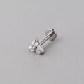Triple Blaze Set Trinity Threadless Labret in Silver - Titanium - Camden Body Jewellery