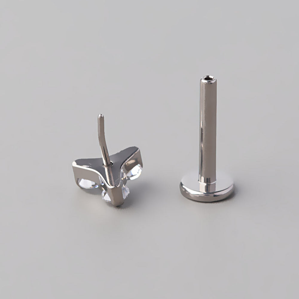 Triple Blaze Set Trinity Threadless Labret in Silver - Titanium