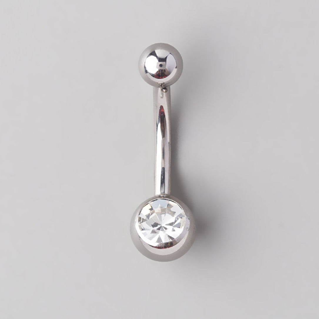 Jewelled Belly Bar in Silver - Titanium - Camden Body Jewellery