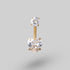 Heart Shaped Crystal Belly Bar in Gold - Titanium - Camden Body Jewellery