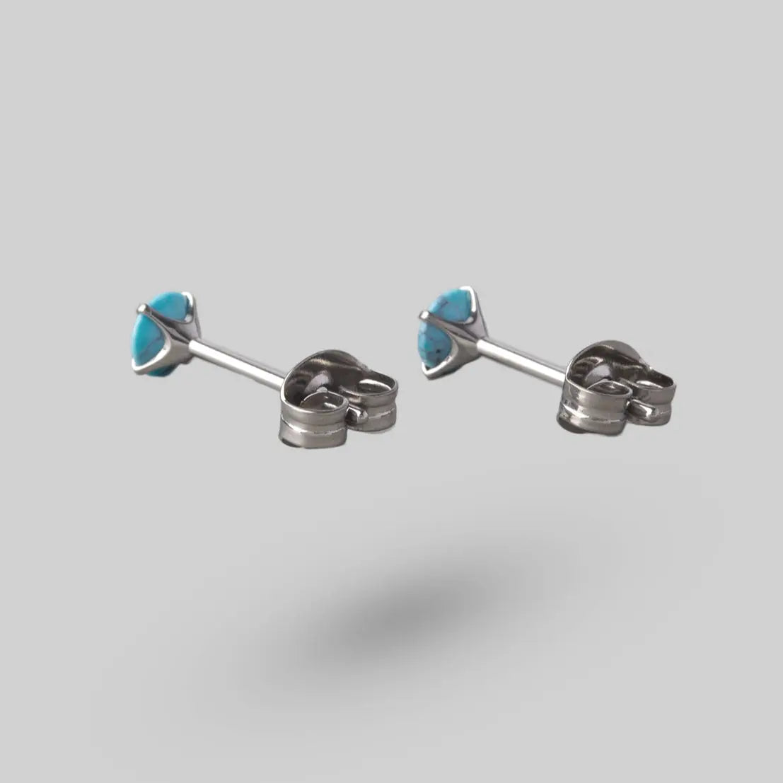 Prong Set Turquoise Earrings - Titanium - Camden Body Jewellery