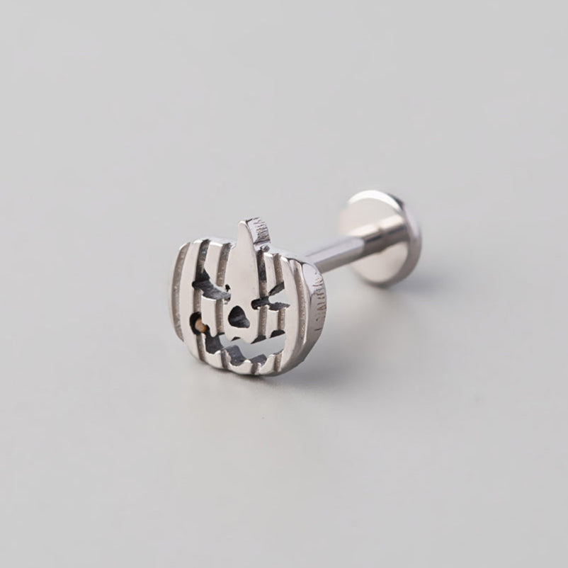 Scary Pumpkin Labret in Silver - Titanium - Camden Body Jewellery