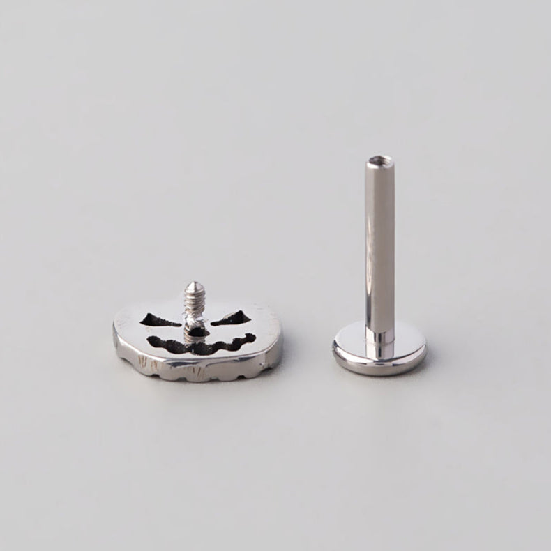 Scary Pumpkin Labret in Silver - Titanium - Camden Body Jewellery