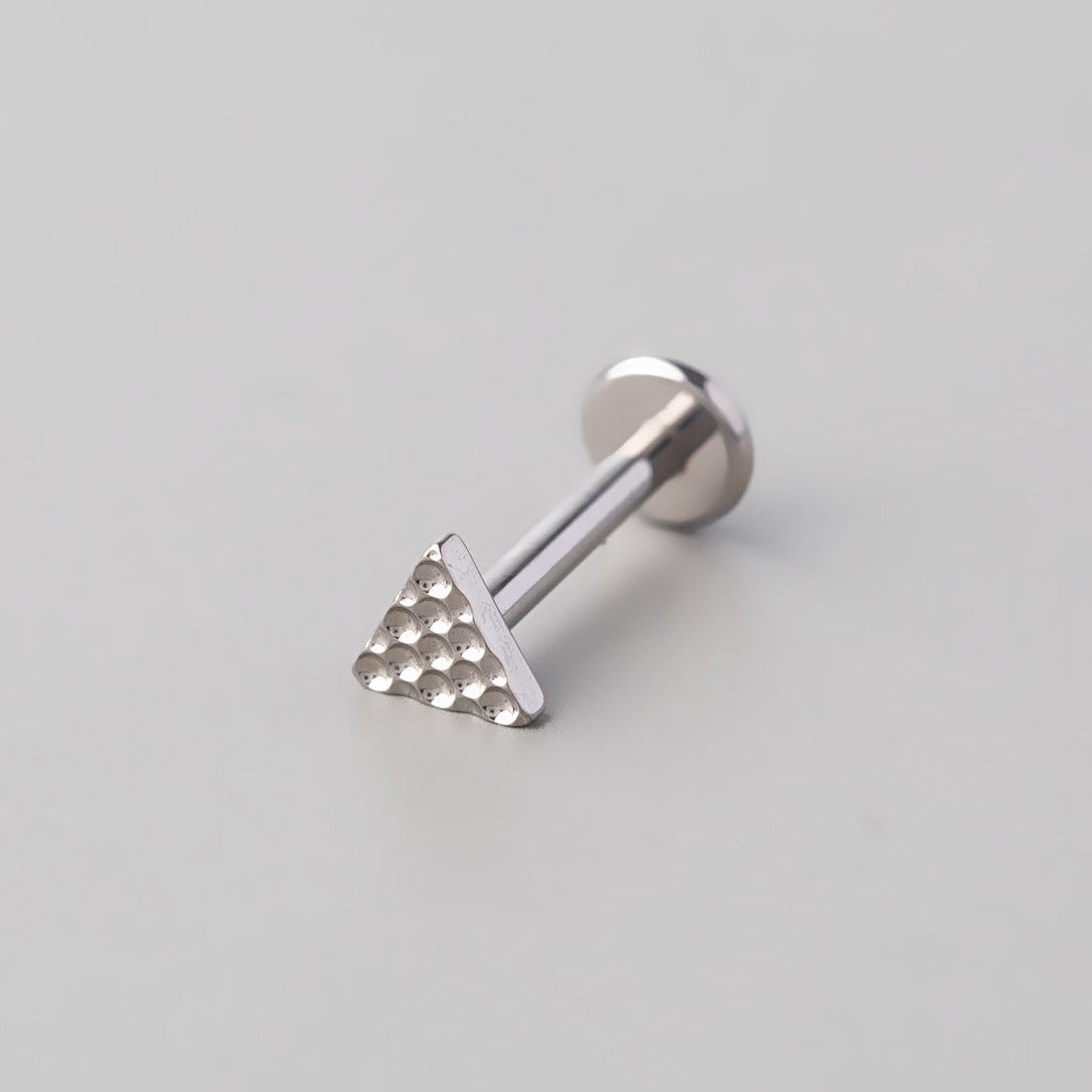 Irregular Hammering Triangle Labret in Silver - Titanium - Camden Body Jewellery