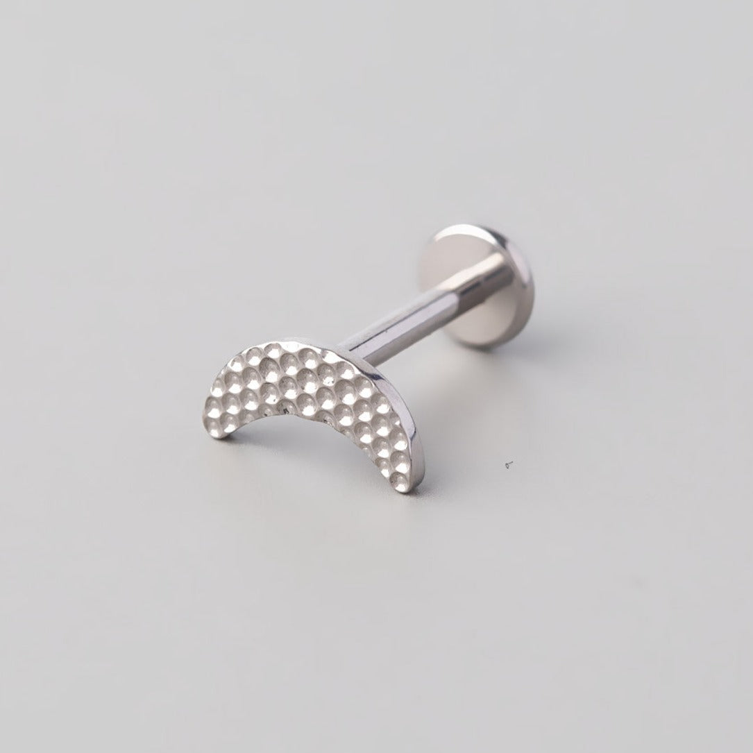 Irregular Hammering Crescent Labret in Silver - Titanium - Camden Body Jewellery