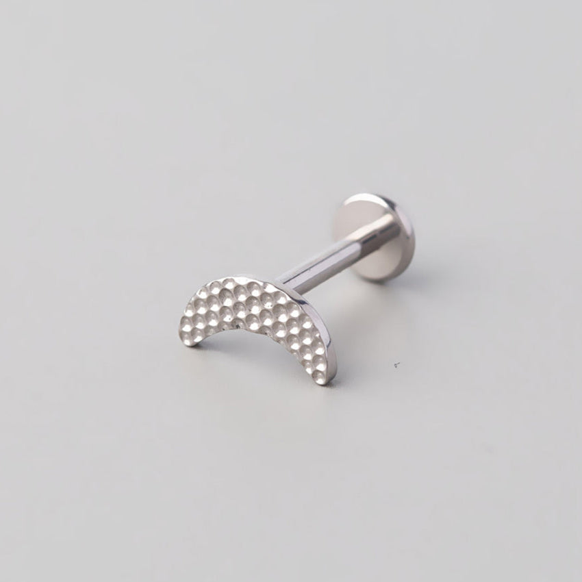 Irregular Hammering Crescent Labret in Silver - Titanium - Camden Body Jewellery