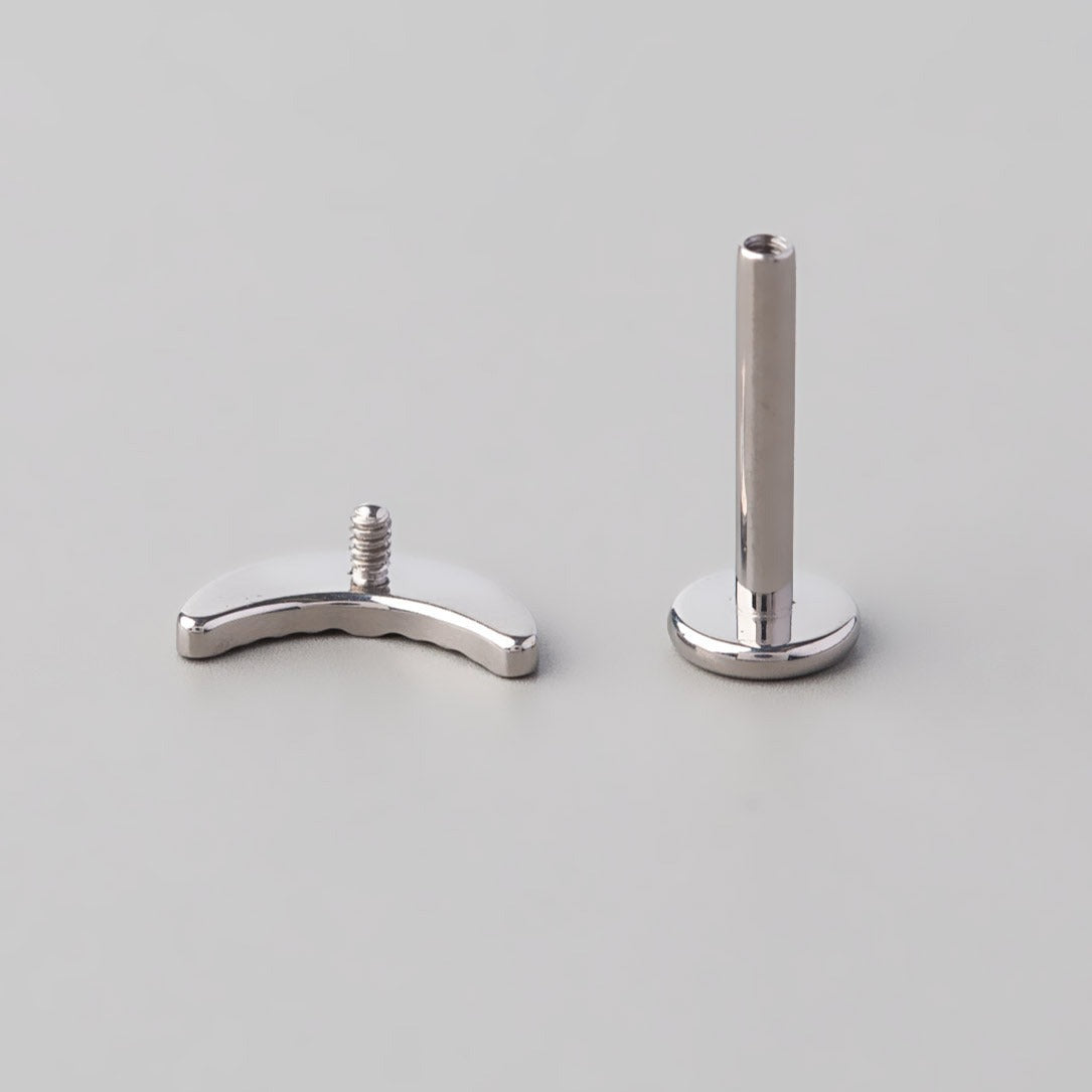 Irregular Hammering Crescent Labret in Silver - Titanium - Camden Body Jewellery