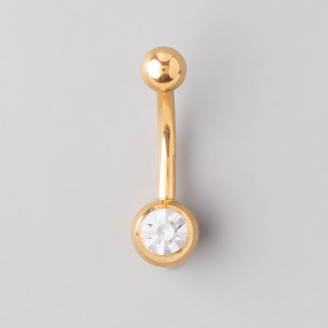 Jewelled Belly Bar in Gold - Titanium - Camden Body Jewellery