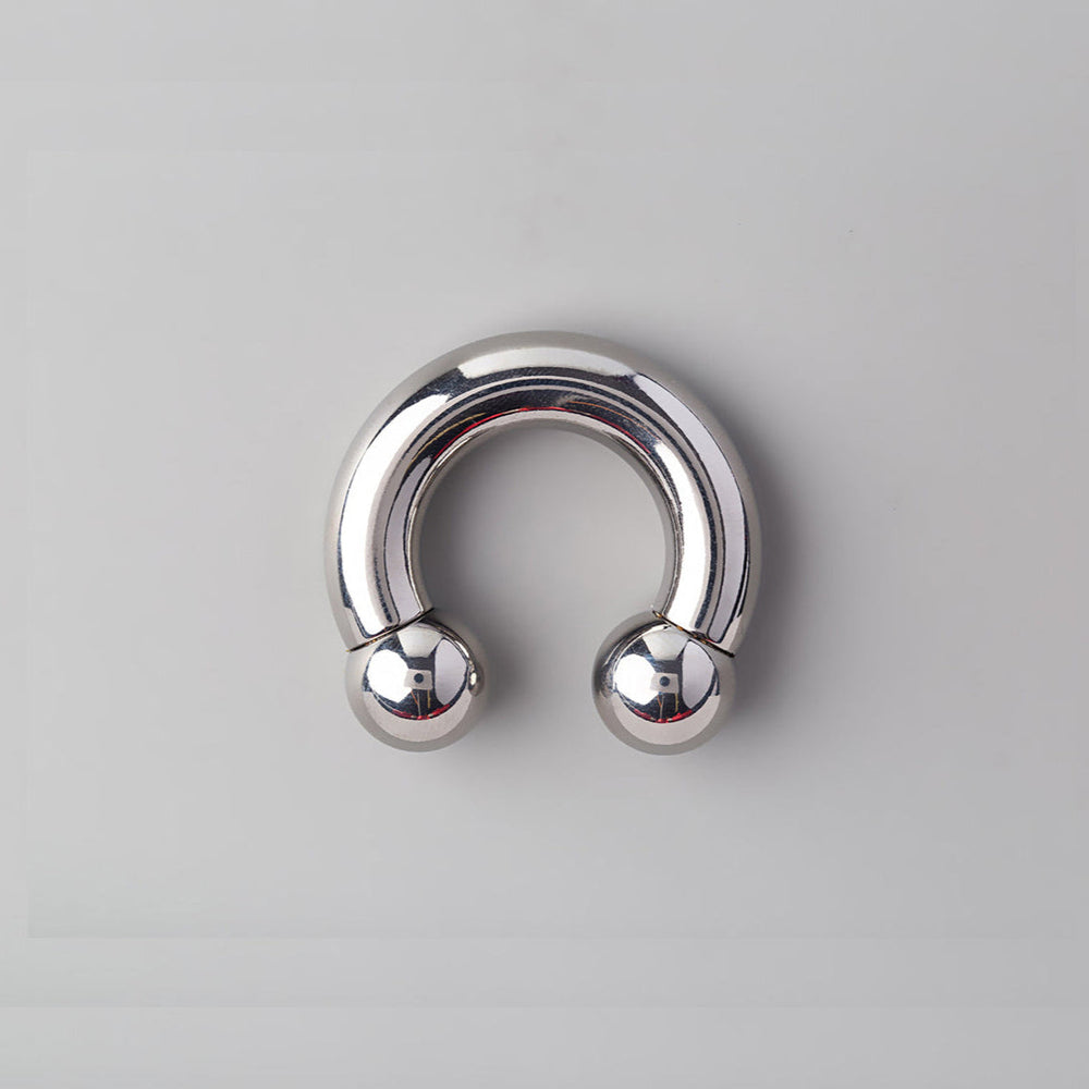 Large Size Circular Barbell with Balls in Silver - Titanium