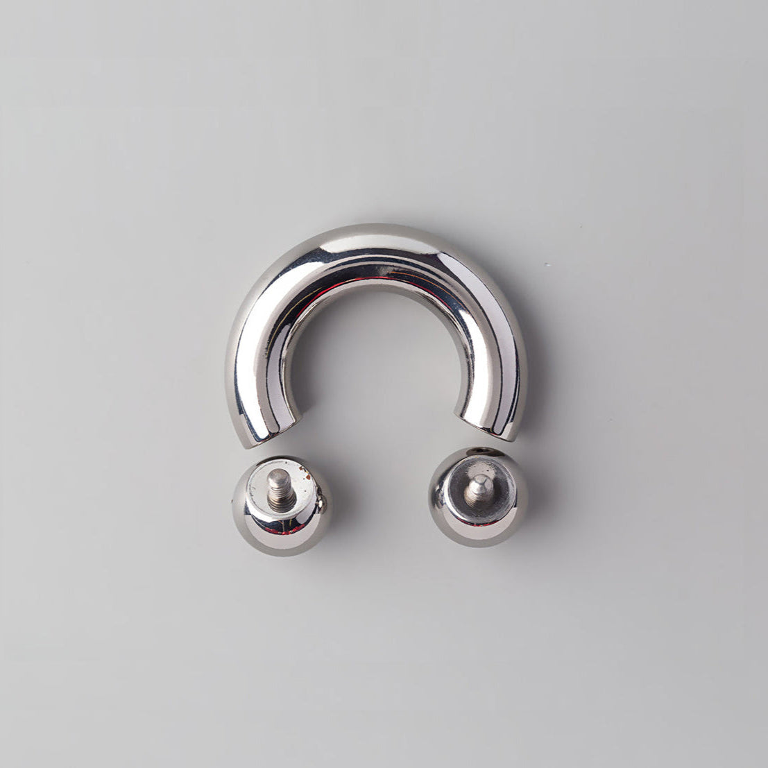 Large Size Circular Barbell with Balls in Silver - Titanium - Camden Body Jewellery