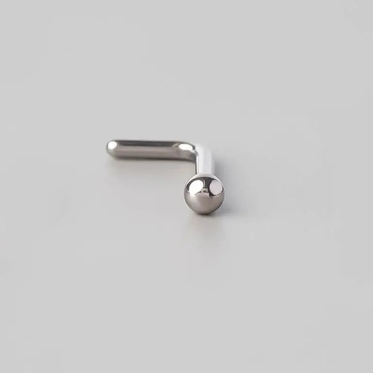 L-Shape Nose Stud Ball Top - Titanium - Camden Body Jewellery