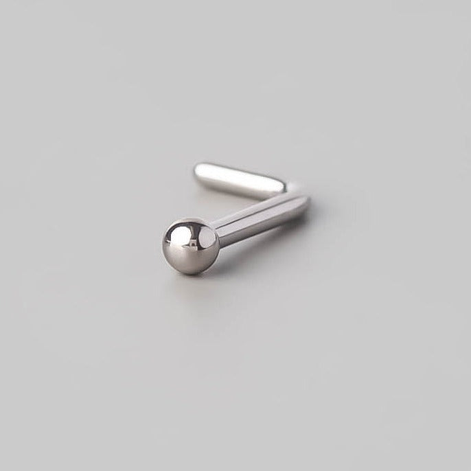 L-Shape Nose Stud Ball Top - Titanium - Camden Body Jewellery